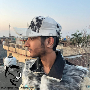 2026 New Genuine Cowhide Hair-On Leather Sporty <b>Cap</b> with Breathable & <b>Waterproof</b> Fabric Adjustable Fit for Unisex - Product Image 5