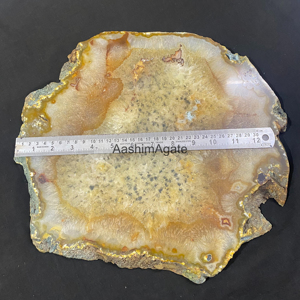 Plateau en agate jaune poli, plateau de service en agate naturelle, plaque décorative en pierre précieuse, vente en gros - Product Image 1
