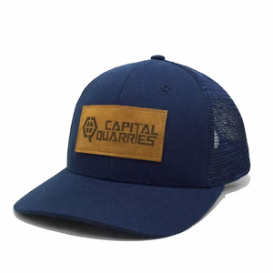 Capital Quarries patchs en cuir bleu marine chapeaux de camionneur maille respirant chapeaux de camionneur personnalisés en gros au Vietnam - Product Image 1
