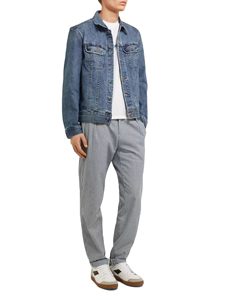 Men <b>Denim</b> <b>Jacket</b> Zip up Bomber Coat Washed Outerwear <b>with</b> Wool <b>Liner</b> Breathable Streetwear for Winter - Product Image 5