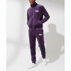 Conjunto de chándal de terciopelo unisex OEM de 2 piezas para hombre, personalizado con logo impreso, venta al por mayor para proveedores de ropa, 100% algodón. - Product Image 6