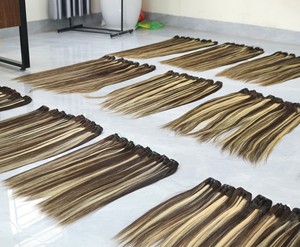 Extensiones de Cabello Humano Virgen Vietnamita Liso, Doble Trama, Doble Extracción a Máquina, Piano Highlight Genius, Marrón Oscuro y Rubio Miel - Product Image 5