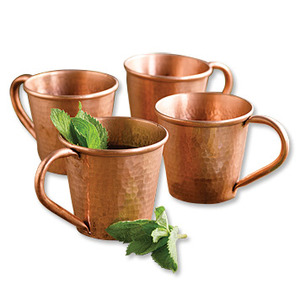 Copper cocktail serving <b>mug</b> set for luxury bar aesthetics hammered finish metal cups durable reusable party <b>mugs</b> - Product Image 2