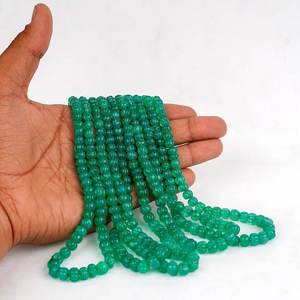Natural Green Onyx Melon Carved Gemstone Beads Strand 5-7mm Loose Green Onyx <b>Stone</b> Beads For Jewelry Making Wholesale Bulk Gem - Product Image 1