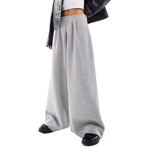 Pantalon large taille mi-haute pour femme en molleton 100% coton, écologique, respirant, coupe ample, longueur intégrale, style printemps, avec cordon de serrage - Product Image 2