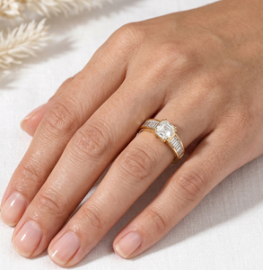 Bague demi-éternité en or massif 10K 14K 18K avec diamant de laboratoire taille Asscher, couleur DEF, clarté VS VVS, certifiée IGI, vente en gros - Product Image 5