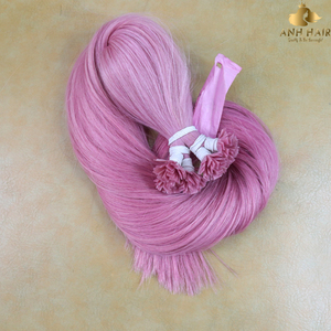 Extensiones de Cabello Rosa I-Tip, Lisas, Doble Trama, Cabello Humano Virgen Vietnamita, con Queratina Pre-Adherida - Product Image 4