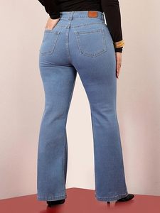 Jean en denim extensible taille haute coupe bootcut pour femme - Product Image 3