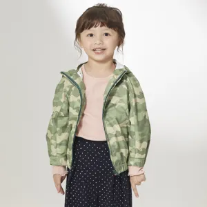 Casaco curto verde camuflagem com capuz ODM estilo bonito para meninas