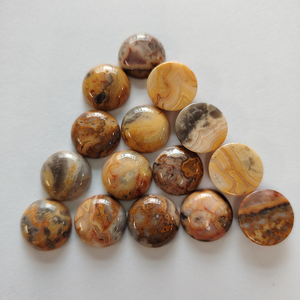 Venta al por mayor de piedras de ágata Crazy Lace auténticas, naturales, amarillas, lisas, pulidas, redondas, de 18 mm, con base plana, tipo cabujón, para aliviar el estrés. - Product Image 1