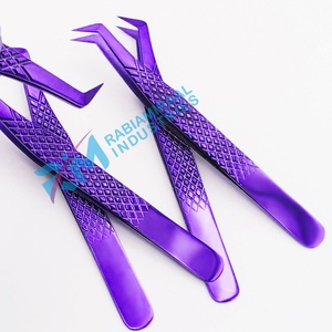 Pinces à cils RMI avec logo personnalisé, couleur unie violette plasma, en acier inoxydable, pour extensions de cils - Product Image 4