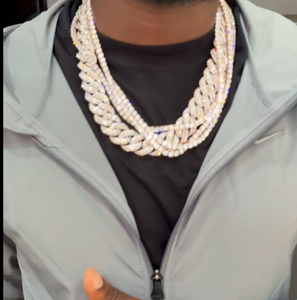 สร้อยคอแบบ Cuban Link ประดับเพชรโมอิสซาไนต์ทรงเหลี่ยม เงินแท้ 925 ชุบทอง/เงิน สไตล์ฮิปฮอป พร้อมใบรับรอง GRA ขายส่ง - Product Image 4
