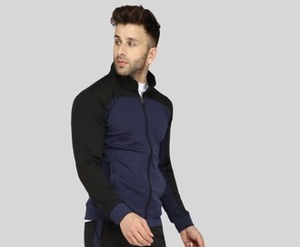 Chaqueta cortavientos para hombre en bloques de color azul marino y blanco, con cremallera, ligera, para ropa de calle. - Product Image 2