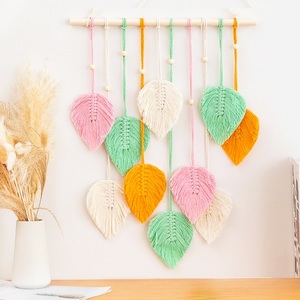 Ten Leaf Handwoven <b>Tapestry</b> Natural Fiber Wall <b>Hanging</b> Bohemian Botanical Decor Handmade Ornament for Bedroom Living Room - Product Image 5