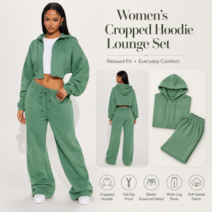 Ensemble de survêtement unisexe vert à capuche imprimé, sweat-shirt zippé à manches longues et pantalon de jogging, coupe classique, couleur unie, décontracté, pour l'automne, séchage rapide - Product Image 1
