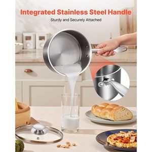 Pentola in Acciaio Inox da 2,5 Qt con Vaporiera Antiaderente Multiuso con Coperchio in Vetro Ergonomico per Uso Domestico in Cucina - Product Image 4