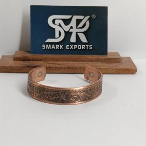 Bracelet manchette en cuivre gravé Arbre de Vie, fait main, motif nœud tribal, réglable, Kada, pour poignet, traditionnel, léger - Product Image 3