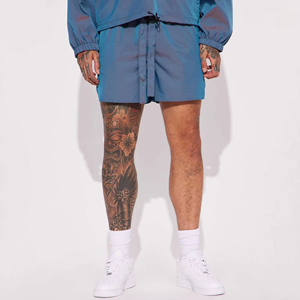 <b>Men's</b> Sporty Tracksuit Full Sleeve Quarter-<b>Zip</b> Lightweight Polyester Loose Fit <b>Shorts</b> With Drawstring Waist And Side <b>Pockets</b> - Product Image 4