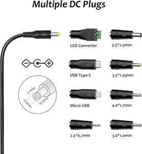 Fuente de alimentación de <span class=keywords><strong>5V</strong></span> 2A, adaptador de corriente CA-CC de <span class=keywords><strong>5V</strong></span> con 8 conectores CC para dispositivos electrónicos de <span class=keywords><strong>5V</strong></span> como tabletas, teléfonos, concentradores <span class=keywords><strong>USB</strong></span> y cámaras CCTV - Product Image 2