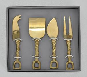 Ensemble de 4 couteaux à fromage de luxe pour café et boulangerie, design étrier de cheval, lavable au lave-vaisselle, coffret cadeau - Product Image 6