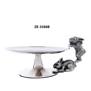 Decorative Handmade Metal Cake <b>Tray</b> for Luxury Party DecorationsStainless Steel Animal Shape Cake Platter ZE-3286B Non-Toxic - Product Image 1