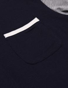 Men's Solid Short Sleeve for Shirt Knitted Casual <b>Navy</b> Gray Pocket Design ODM Customized Color & Fabric - Product Image 4