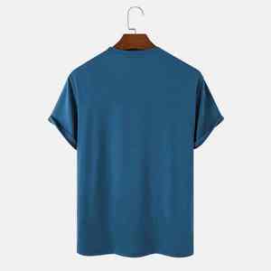 T-shirt pour homme respirant et à séchage rapide, 100 % coton, 180 grammes, col rond, manches courtes, athlétique, devant en tissu tricoté écologique, coupe classique - Product Image 2