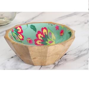 Tazón de Madera para Servir Ensaladas de Frutas con Acabado Esmaltado, Decoración de Mesa, Tazón para Servir Postres y Alimentos para Uso en Servicios de Catering - Product Image 1