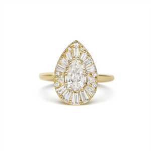 Bague de fiançailles Art Déco avec halo de diamants de laboratoire à taille mixte, or massif 14 carats, 2,86 carats, certifiée IGI, luxe sur mesure pour mariage - Product Image 5