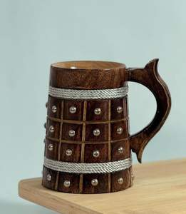 แก้วไม้แบบดั้งเดิมเคลือบสีน้ำตาลเข้ม เหมาะสำหรับชา กาแฟ นม และธีมการตกแต่งสไตล์ชนบท - Product Image 2