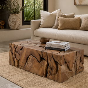 ARTERRA Luxury <b>Rustic</b> Natural Teak Root Slice Block <b>Table</b> Durable Handcrafted Artisan <b>Coffee</b> <b>Table</b> - Product Image 6