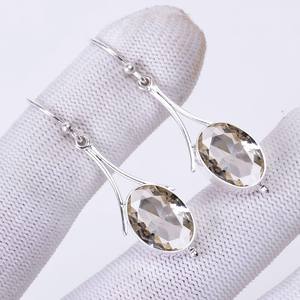 Pendientes de Cuarzo Ahumado, Plata de Ley 925, Chapados en Oro, Elegantes y Bonitos, Hechos a Mano, con Piedras Preciosas, Regalo para Mujer, para Fiestas - Product Image 2