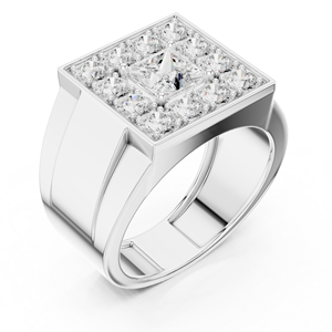 Anillo para hombre con diamantes cultivados en laboratorio en forma de cuadrado – Anillo de lujo con diamantes de corte princesa para joyería de diamantes - Product Image 4