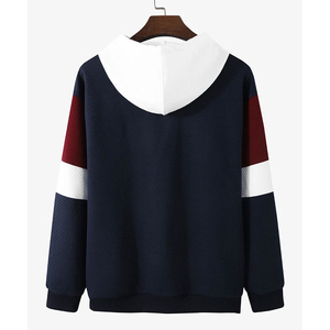 Sudadera con Capucha para Hombre, Diseño Color Block, Manga Raglán, Tejida, Oversize, Informal, para Otoño, Transpirable, con Diseño de Parches - Product Image 2