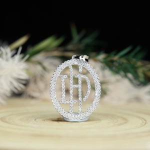 Iced Out Letter Name <b>Initial</b> <b>Pendant</b> 925 Sterling <b>Silver</b> Moissanite Round Brilliant Cut Stone Luxury Circle Themed Charms - Product Image 6