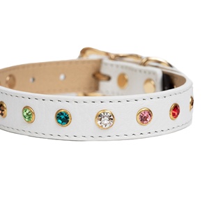 Handmade Superior Quality Genuine Leather Dog Collar With Crystal <b>Stud</b> Design Manufacturer Supplier Saman Exports - Product Image 4