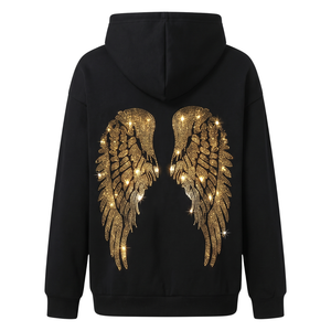 Sudadera con capucha personalizada con pedrería, transferencia termoadhesiva, cristales DMC, para mujer, de felpa francesa, estilo urbano, tallas grandes, venta al por mayor de fábrica - Product Image 3