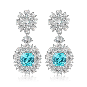 Women's White Gold Round Cut Fancy <b>Blue</b> Diamond <b>Earrings</b> IGI Certified Luxury <b>Studs</b> - Product Image 2