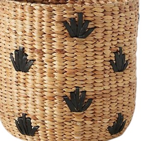 Square Water Hyacinth <b>Basket</b> <b>with</b> Black Pattern Handwoven <b>Storage</b> <b>Basket</b> for <b>Shelf</b> Organizer Bathroom Bedroom Home - Product Image 4