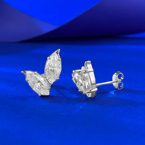 Luxury Minimalist Waterproof White Marquise Cut Lab Grown Diamond <b>Stud</b> <b>Earrings</b> 14K 18K Solid Gold <b>Fine</b> Ear Jewelry - Product Image 3