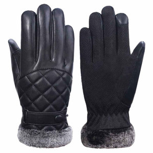 Gants de conduite en cuir véritable, gants d'hiver fantaisie en cuir de vachette et peau de mouton, compatibles écran tactile - Product Image 1