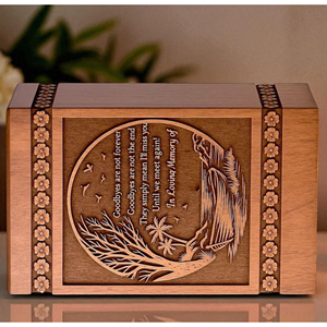 Handmade Wooden Cremation Urn: Engraved Tree Memorial Keepsake urn Memorial Keepsake by AYAANS - Product Image 3