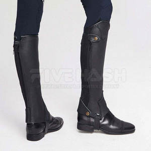 Outdoor Use Custom Color Breathable Half Leather <b>Chaps</b> Equestrian Hot Selling Half Leather <b>Chaps</b> Made In Pakistan - Product Image 3
