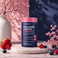 Gomitas de Colágeno y Biotina con Sabor a Fresa de Marca Privada OEM para el Cabello, la Piel, las Uñas y la Salud del Corazón, Sin GMO, Sin Gluten