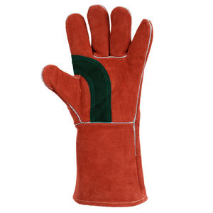 Fournisseur en vrac de gants de soudage en cuir de vachette résistants à la chaleur, renforcés pour la paume et le pouce, gants de travail à usage industriel - Product Image 1