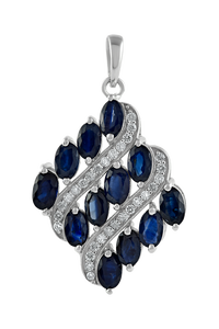 Diamond and <b>Ruby</b> Pendant in 92.5 Sterling Silver KLSP-50478 - Product Image 4