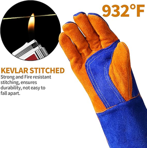Cow Split Polyethylene Anti-static Welding <b>Gloves</b> with Safety Cuff Touchscreen 7 oz <b>Long</b> Cowhide Industrial Work Protection - Product Image 4