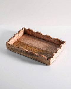 Scalloped wooden tray made in Vietnam, serving tray and wholesale price OEM ODM color - Product Image 4