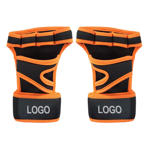 Gants de fitness en néoprène à demi-doigts avec sangle de poignet réglable, antidérapants, pour la musculation en salle de sport, unisexe, noir et orange - Product Image 4