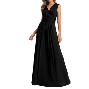 Robe de soirée élégante sur mesure en jersey et mousseline, longue, pour demoiselle d'honneur, grande taille, pour femme, robe de mariée respirante et modeste avec fente - Product Image 5
